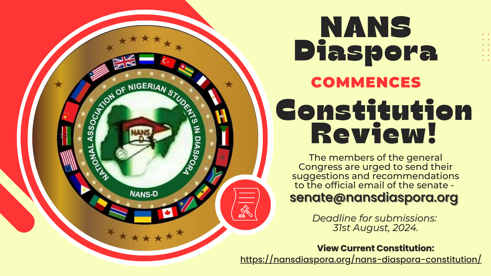 NANS-D SENATE COMMENCES CONSTITUTION REVIEW